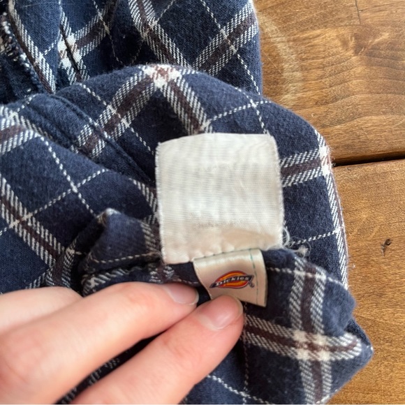 Vintage Dickeys Blue Plaid Button Up - Picture 8 of 8